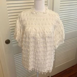 NWT Farm Rio White Fringe Detail Blouse XS